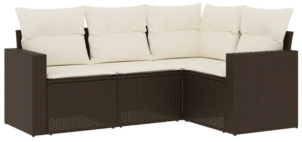 3218903 vidaXL Градински комплект с възглавници, 4 части, кафяв, полиратан