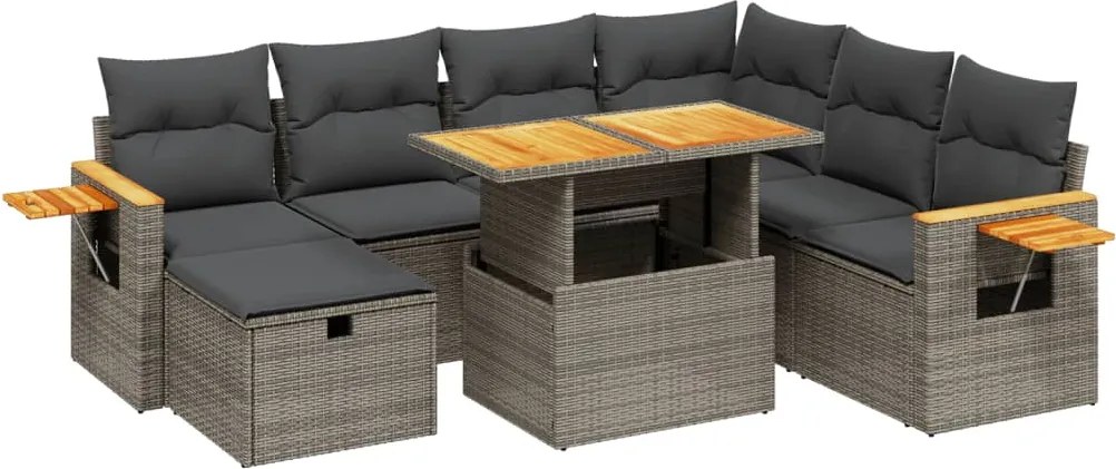 3276161 vidaXL Градински комплект диван с възглавници 8 части сив полиратан