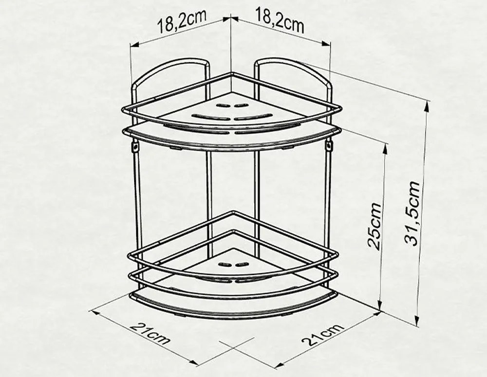 Ъглова етажерка за баня TEKNO TEL BK-074 , 2 нива , дърво