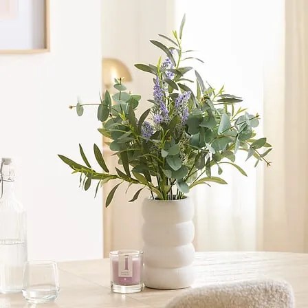 Изкуствено растение atmosphera Uda, Евкалипт, Лавандула, 68 cm, Керамика