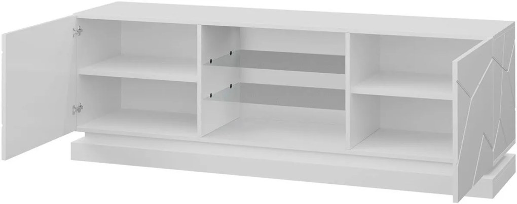 ТВ шкаф Qiu с LED-Бял-Дължина: 200см