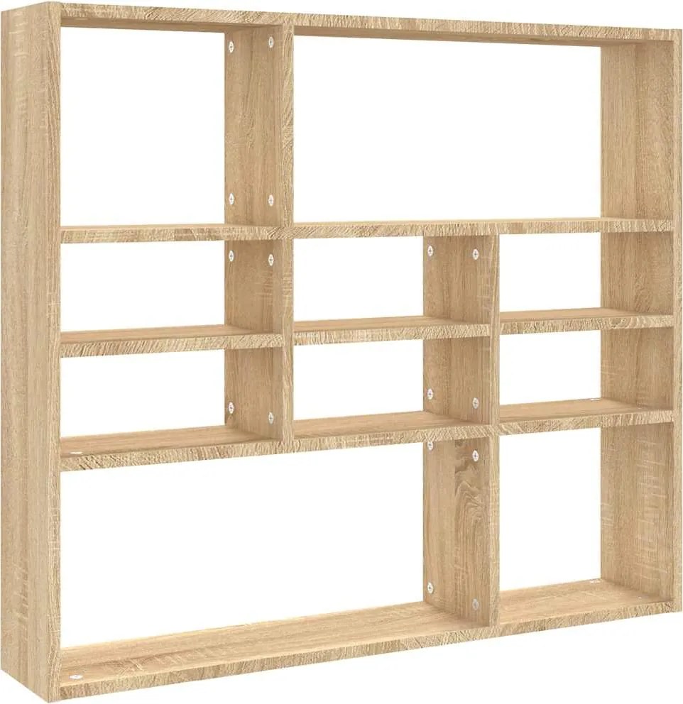 802942 vidaXL Стенен рафт, дъб сонома, 90x16x78 см, инженерно дърво