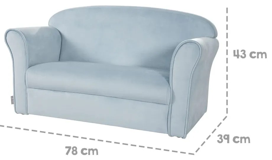 Светлосиньо кадифе, детски диван 78 cm Lil Sofa - Roba