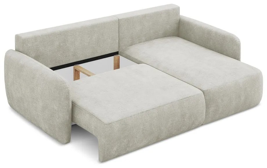 Кремав шенилов разтегателен ъглов диван с място за съхранение (десен ъгъл) Lilo – Makamii