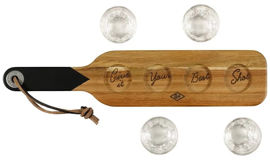 Дървена дъска за сервиране и 4 чаши за шотове Gentlemen's Hardware - Gentlemen's Hardware