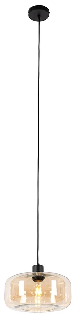 Смарт висяща лампа черна с кехлибарено стъкло, вкл. WiFi A60 - Bizle