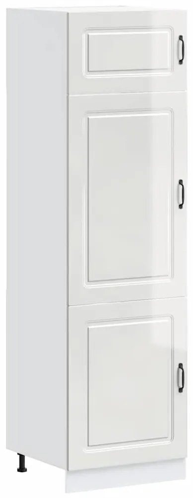 853629 vidaXL Кухненски шкаф, Kalmar, бял гланц, инженерно дърво