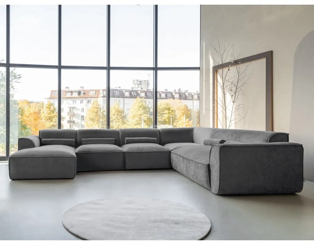 Сив ъглов диван (десен ъгъл/"U" форма) Flex Felix – Miuform