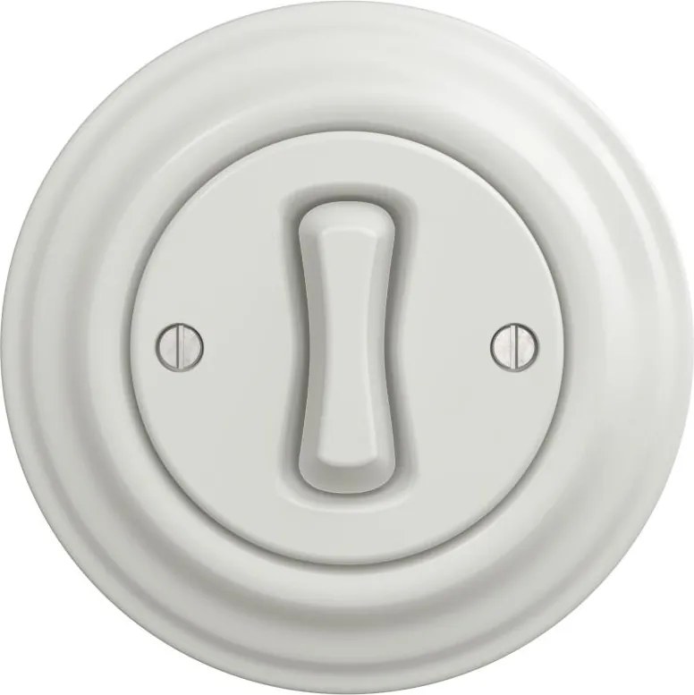 Kliklap - Ретро еднополюсен превключвател с рамка № 1 керамичен бял