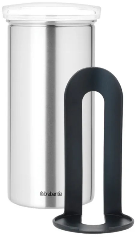 Буркан за съхранение на кафе капсули Brabantia 646989, За до 18 броя капсули, Неръждаема стомана, Устойчив на пръстови отпечатъци, Сребрист