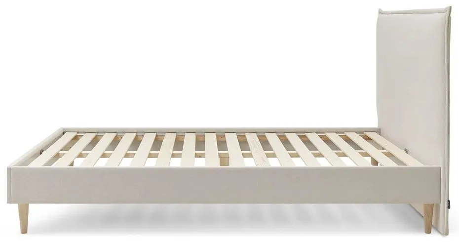 Бежово тапицирано двойно легло с решетка 160x200 cm Sary - Bobochic Paris