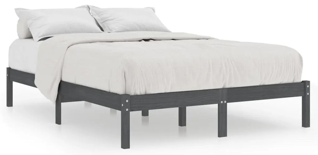 810039 vidaXL Рамка за легло без матрак, сив, 200x200 см, масивно дърво