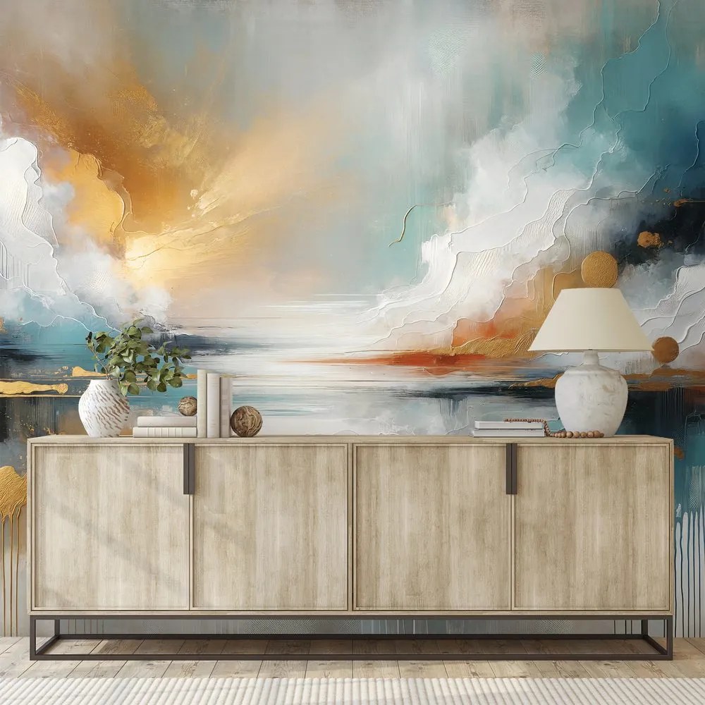 Самозалепващ тапет – Абстрактни златни и сини тонове