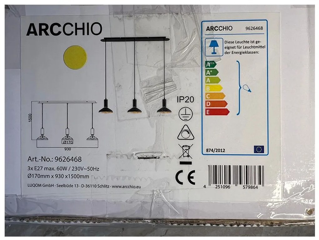 Arcchio - Пендел JAIKA 3xE27/60W/230V