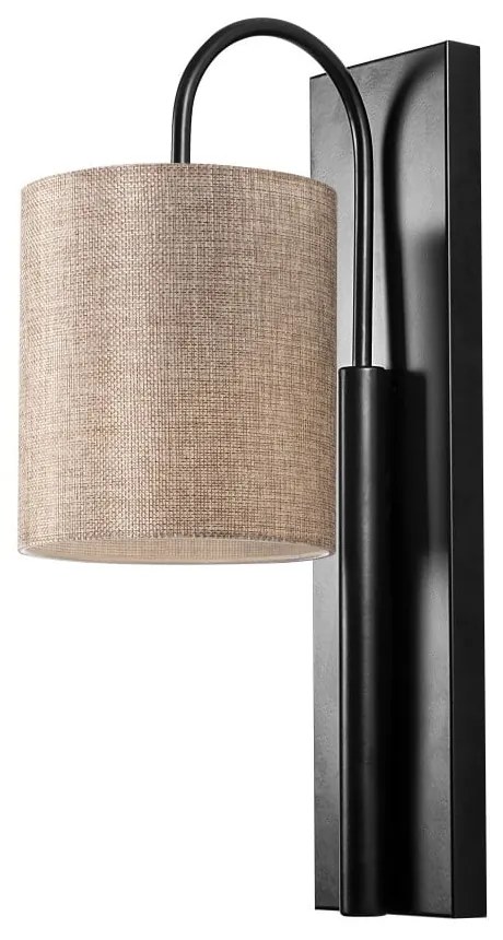 Черна метална стенна лампа със светлокафяв абажур Opviq lights Julia - Opviq lights