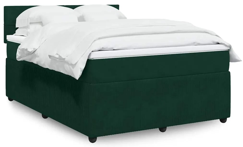 3290037 vidaXL Боксспринг легло с матрак, зелена, 140x190 см, кадифе