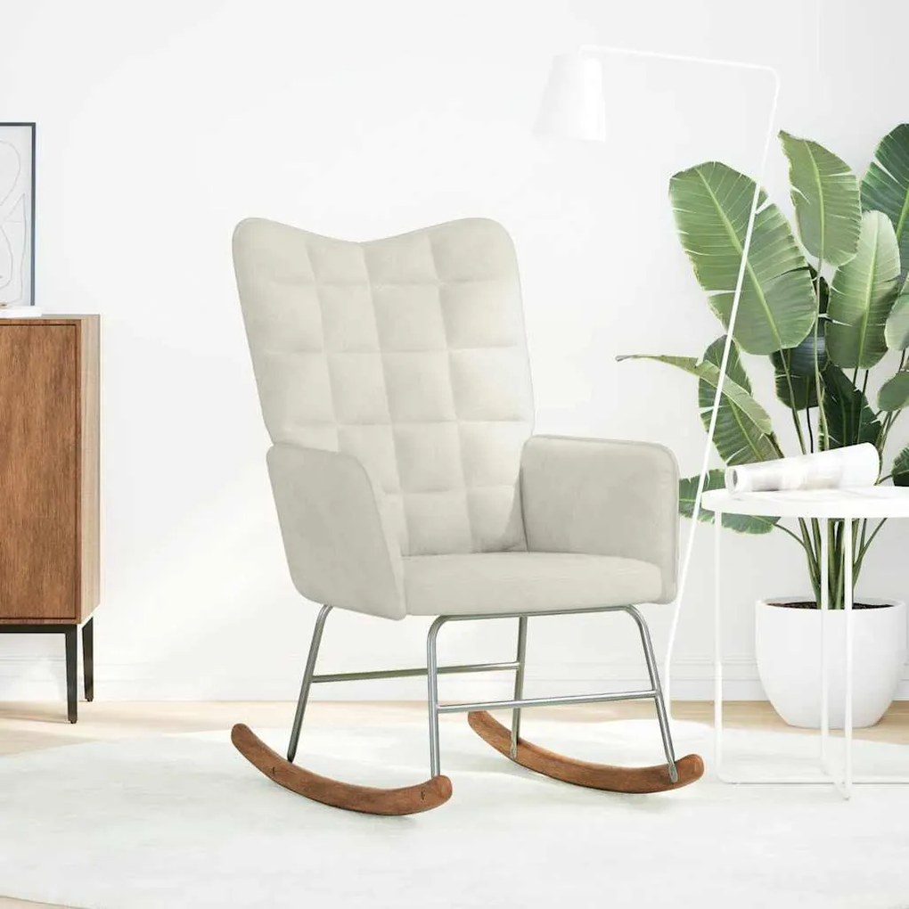 4016841 vidaXL Люлеещ стол, кремав, кадифе