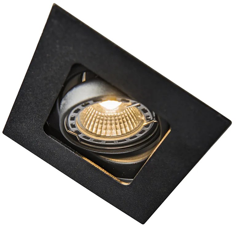 Комплект от 6 квадратни вградени прожектора черни регулируеми - Artemis