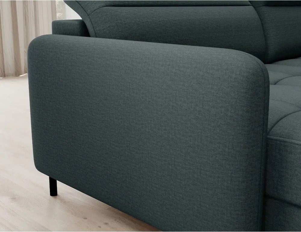 Зелен кадифен разтегателен ъглов диван с място за съхранение (десен ъгъл U форма) Berrto – ELTAP