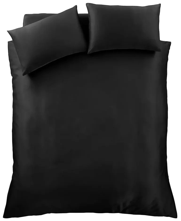 Черно двойно удължено сатенено спално бельо 230x220 cm Silky Soft – Catherine Lansfield