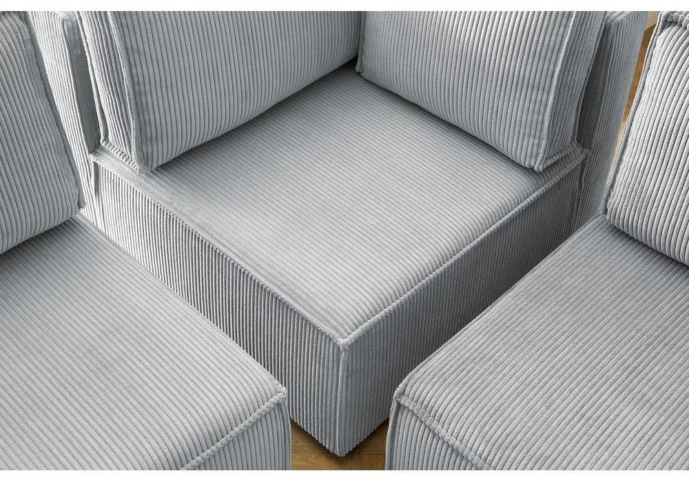 Светлосив ъглов U-образен диван от велур, десен ъгъл Nihad modular - Bobochic Paris