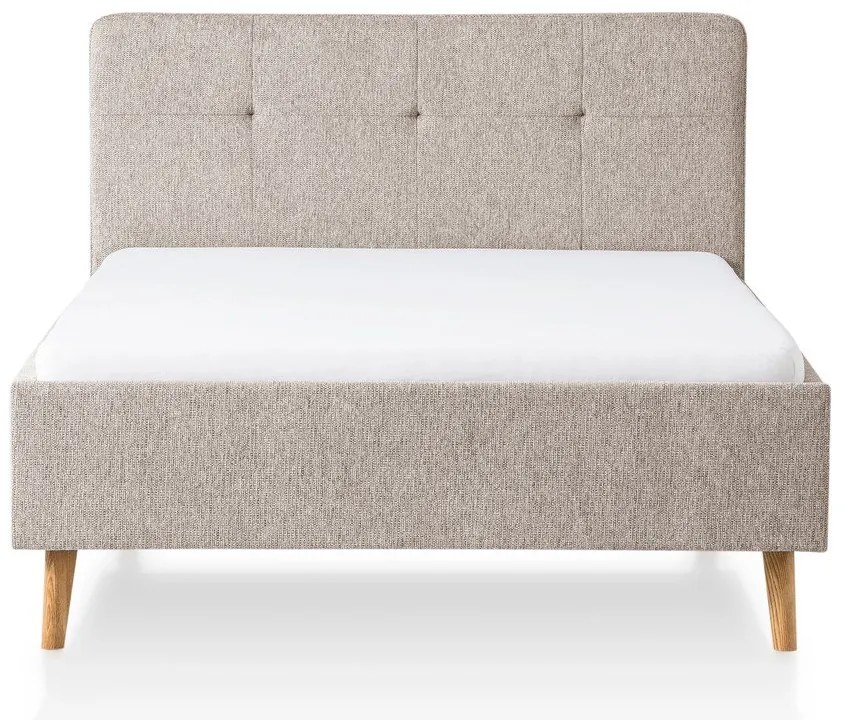 Сиво/кафяво двойно легло 140x200 cm тапицирано без ламелно дъно Smart – Meise Möbel