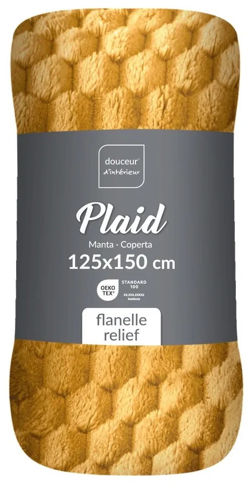 Одеяло от микрофланела в цвят жълта охра 125x150 cm Mini Frosty – douceur d'intérieur