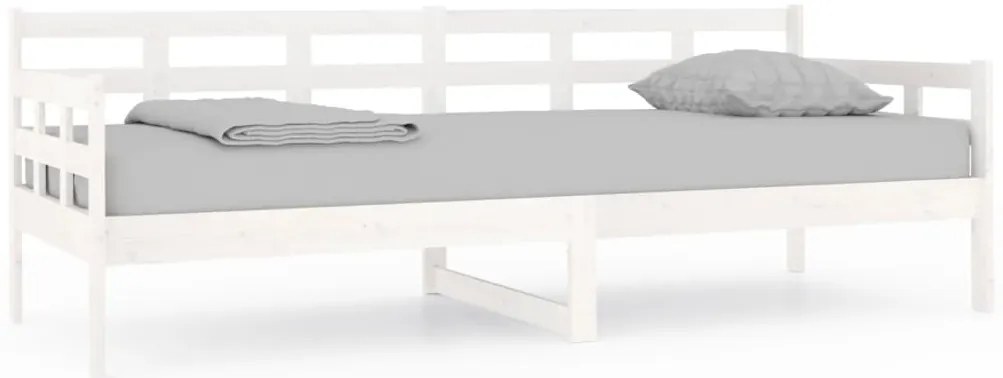 820363 vidaXL Дневно легло, бяло, борово дърво масив, 80x200 см