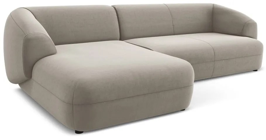 Бежов кадифен ъглов диван (ляв ъгъл) Moana – Makamii