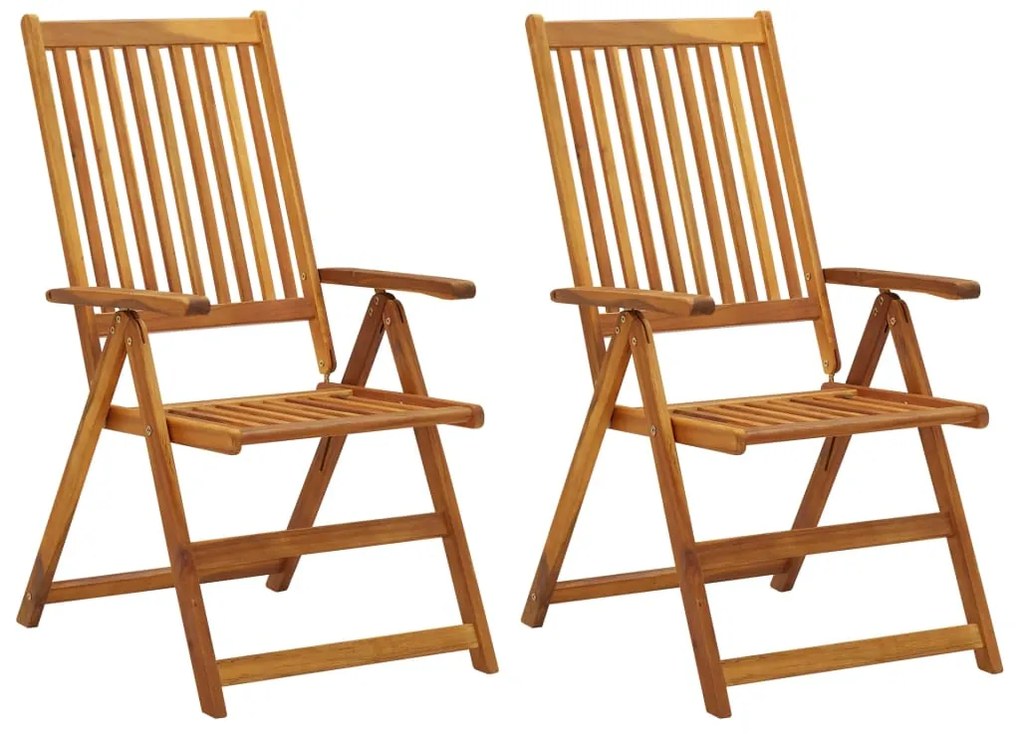 3064073 vidaXL Градински накланящи се столове 2 бр с възглавници акация масив
