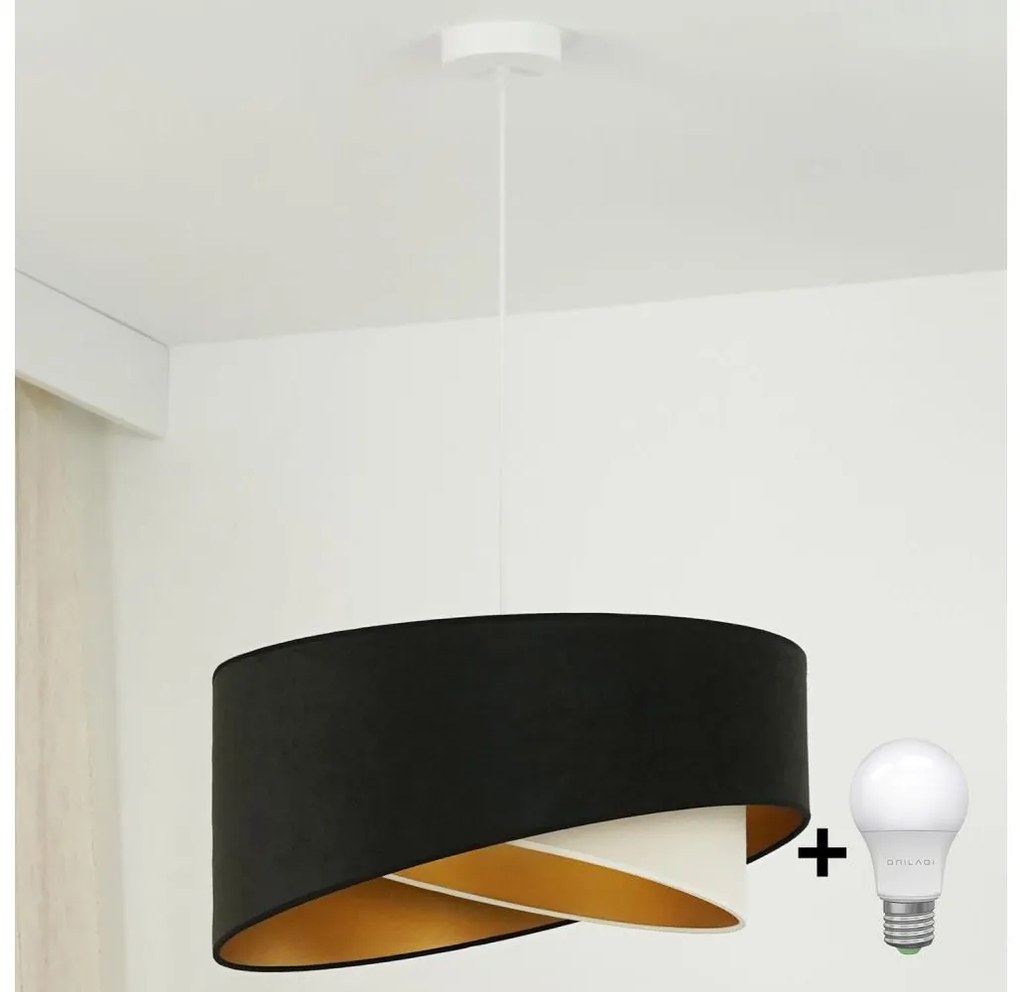 Brilagi - LED Пендел LYRA 1xE27/15W/230V черен/кремав/златист