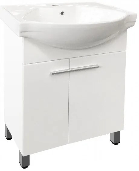 Долен шкаф за баня ICP 7055, PVC, бял, с умивалник, 60x46x85см