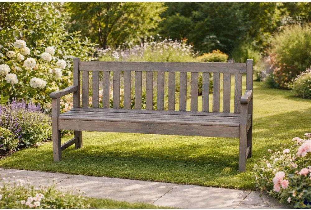 Сива дървена градинска пейка London - Rojaplast