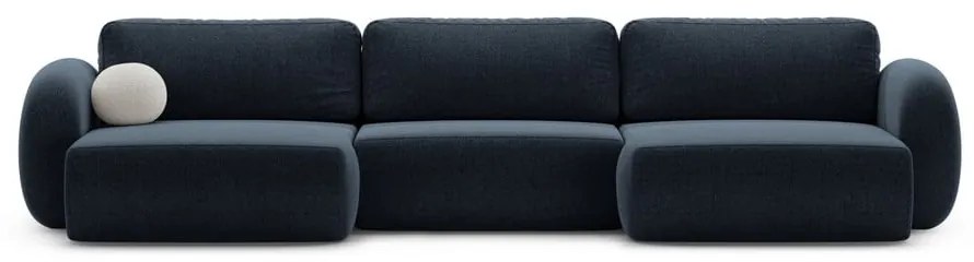 Тъмносин шенилов сгъваем/с място за съхранение ъглов диван (U форма) Tonale – Cosmopolitan Design