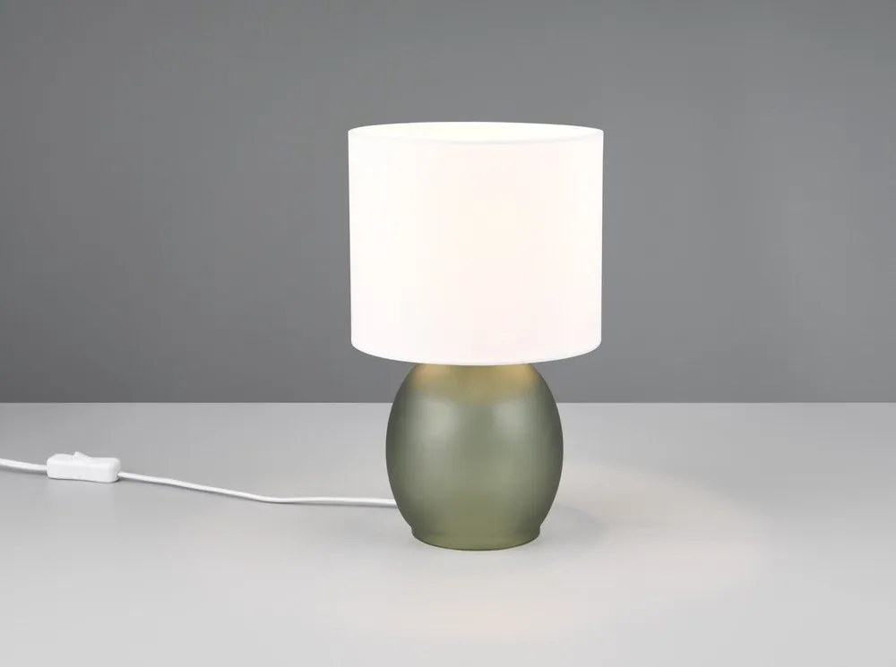 Бяло-зелена настолна лампа с текстилен абажур (височина 29 cm) Vela - Trio