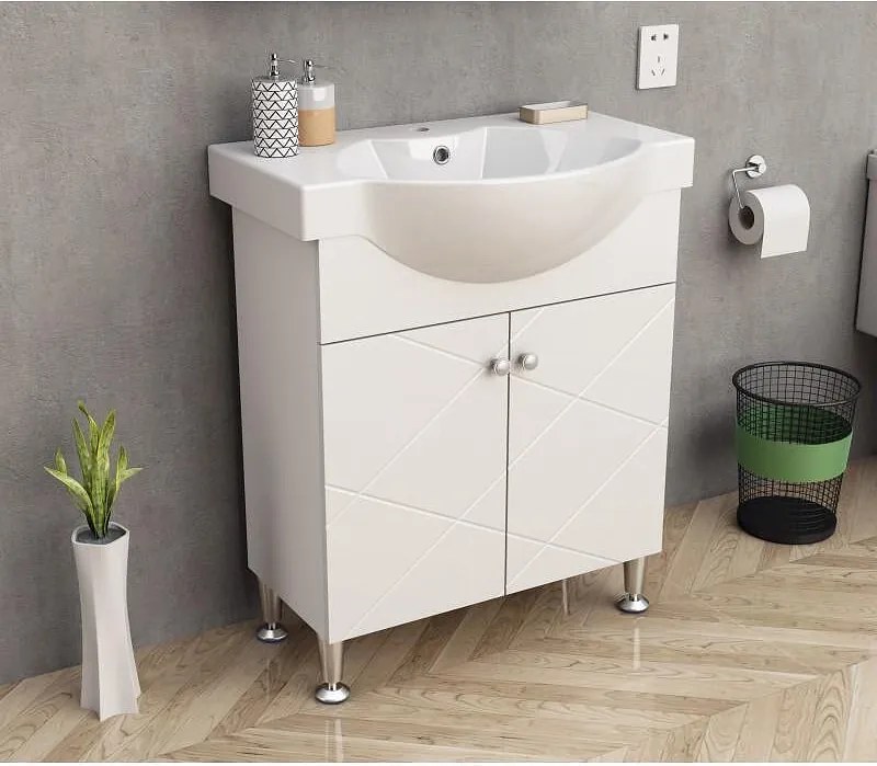 Долен шкаф за баня ICP 7044, Inter Ceramic, PVC, бял, с умивалник, 70x46x85см