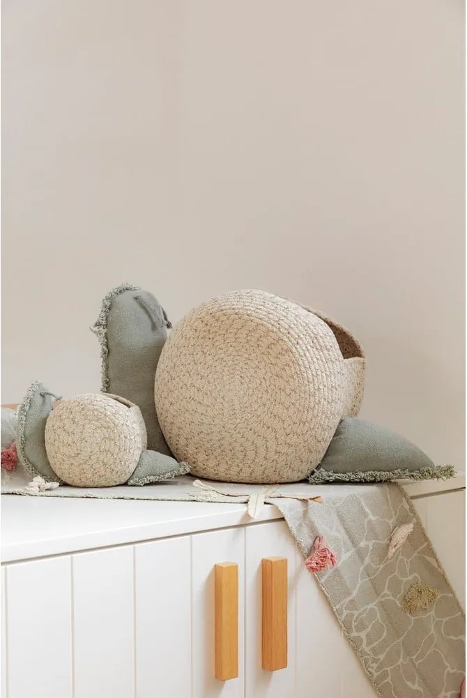 Текстилна детска кошница за играчки в кремав и светлозелен цвят 60x24x30 cm Big Snail – Lorena Canals