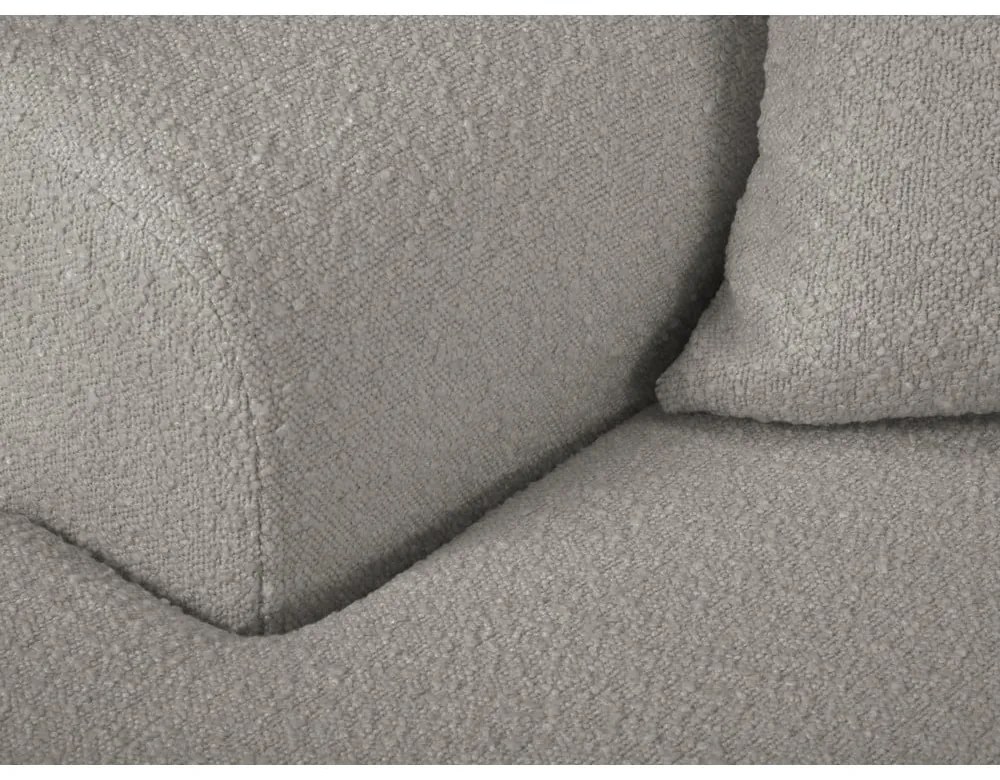 Светлосив разтегателен ъглов диван с място за съхранение от прежда с примки от букле (ляв ъгъл) Kyoto – Cosmopolitan Design