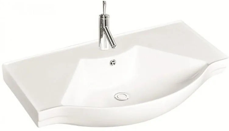 Мивка за баня ICC 8770, монтаж върху мебел, с отвор за смесител, порцелан, бял, 71x47x18см