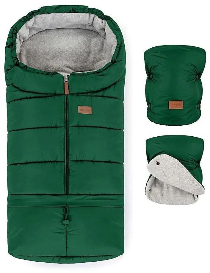 PETITE&MARS - Комплект детски чувал 3в1 JIBOT + ръкавици за количка зелен