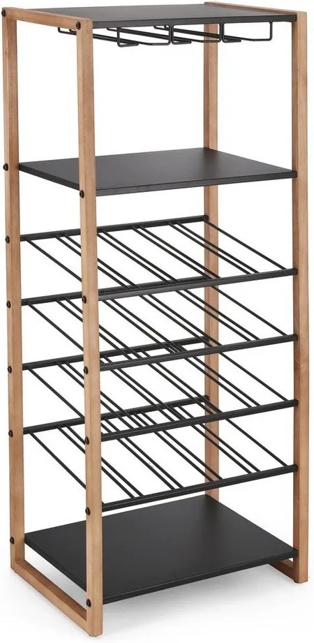 Черен/в естествен цвят метален шкаф за вино брой бутилки 20, 50x122x35 cm Isaac – Yes Everyday