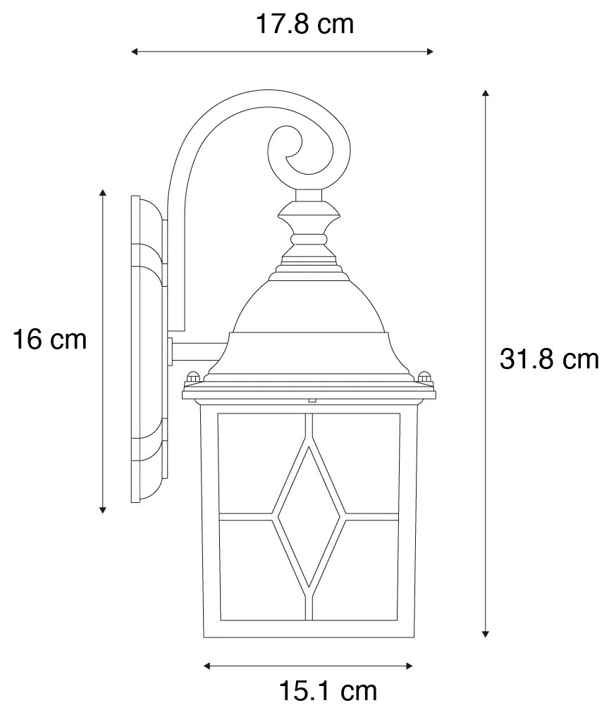 Романтичен външен стенен фенер антично сребро - London