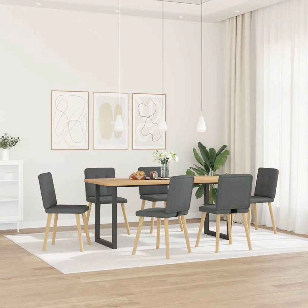3315439 vidaXL Трапезни столове, 6 бр, тъмносиви, текстил