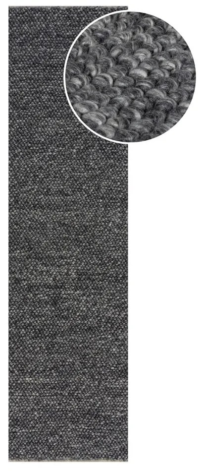 Тъмносива ръчно изработена пътека със смес от вълна 60x230 cm Minerals – Flair Rugs