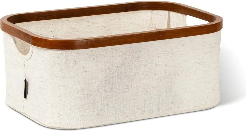 Кремава текстилна кутия за съхранение 38x26x16 cm Bamboo/Linen – Bigso