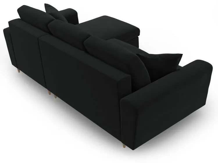 Черен кадифен разтегателен ъглов диван с място за съхранение Kyoto – Cosmopolitan Design