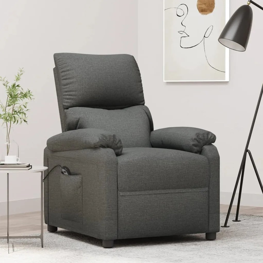 3073824 vidaXL Електрически наклоняем стол, тъмносив, текстил