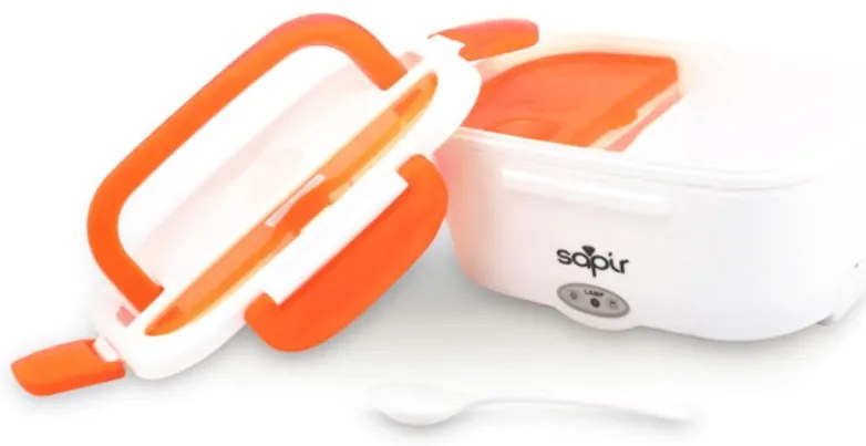 Електрическа кутия за храна за автомобил SAPIR SP 1177 AD, 40W/12V, 1.5 литра, Две отделения, Клапан за пара, Бял/оранжев