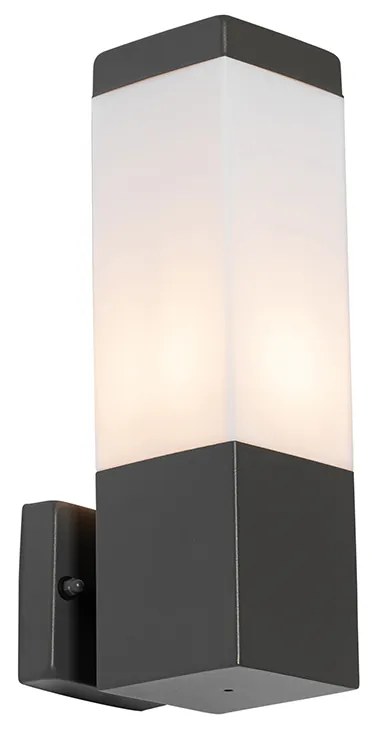 Модерна външна стенна лампа тъмно сива с опал - Malios