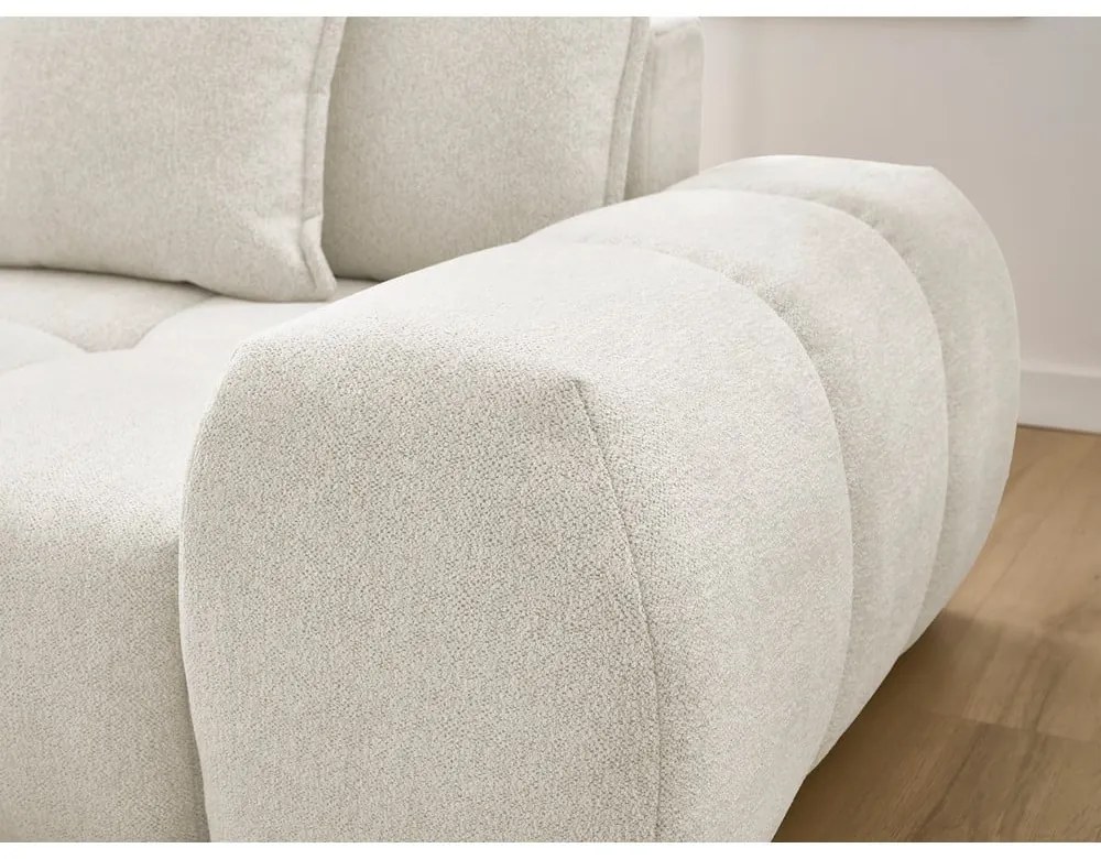 Бял шенилов сгъваем/с място за съхранение ъглов диван (ляв ъгъл) Everest – Bobochic Paris